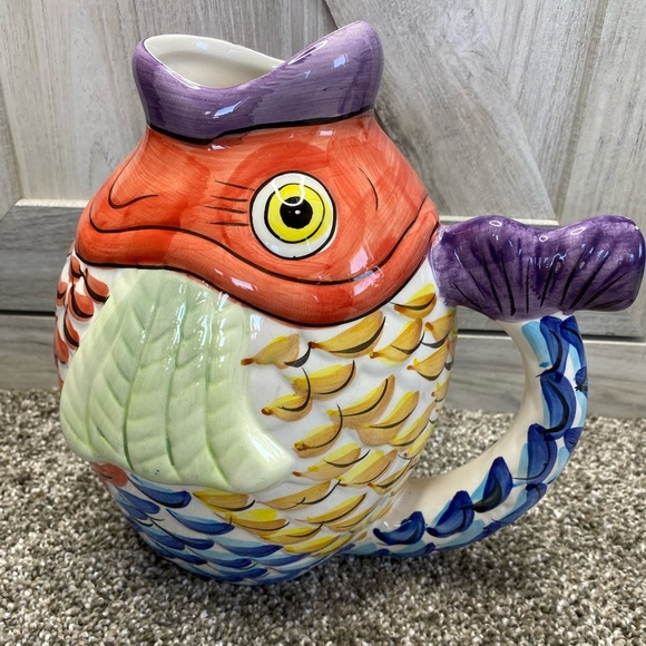 Vintage WCL China Ceramic Koi Fish Pitcher 1970-1979 - Picture 3 of 13